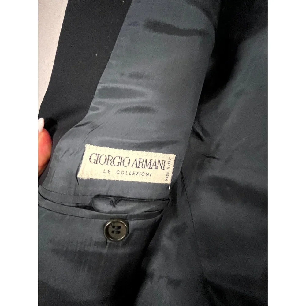 VTG Giorgio Armani Blazer Jacket Mens Black Notch Lapel Single Breasted‎ Formal
